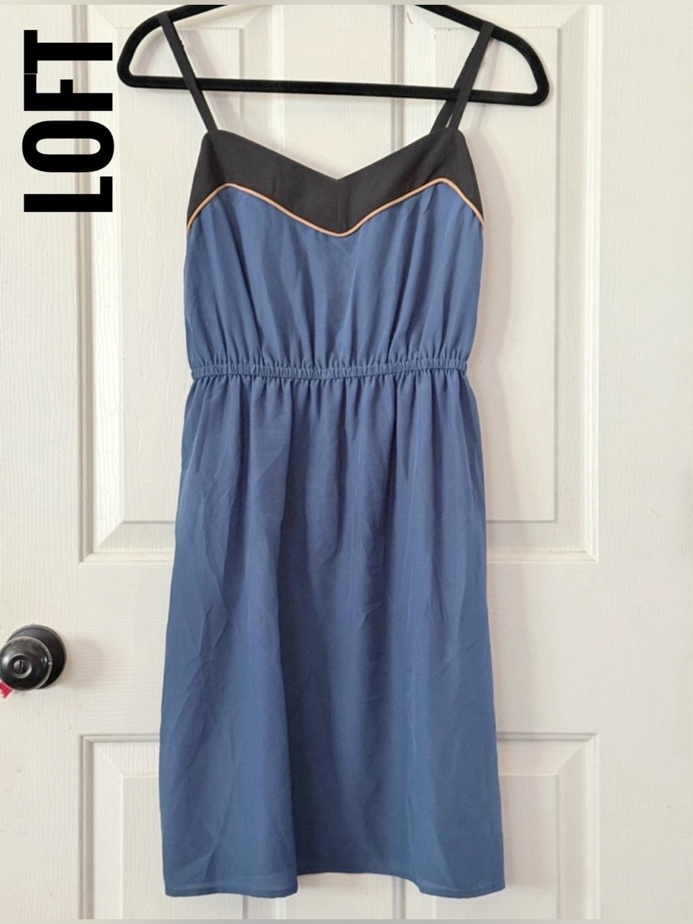 * LOFT Blue Sundress with Black Trim